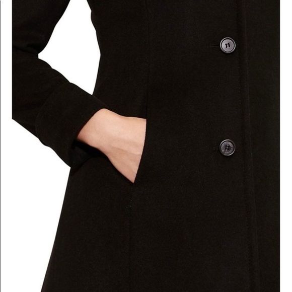 Lauren Ralph Lauren Womens Faux Fur Trim Wool Blend Walker Coat, Black, Sz 8P - Picture 4 of 8